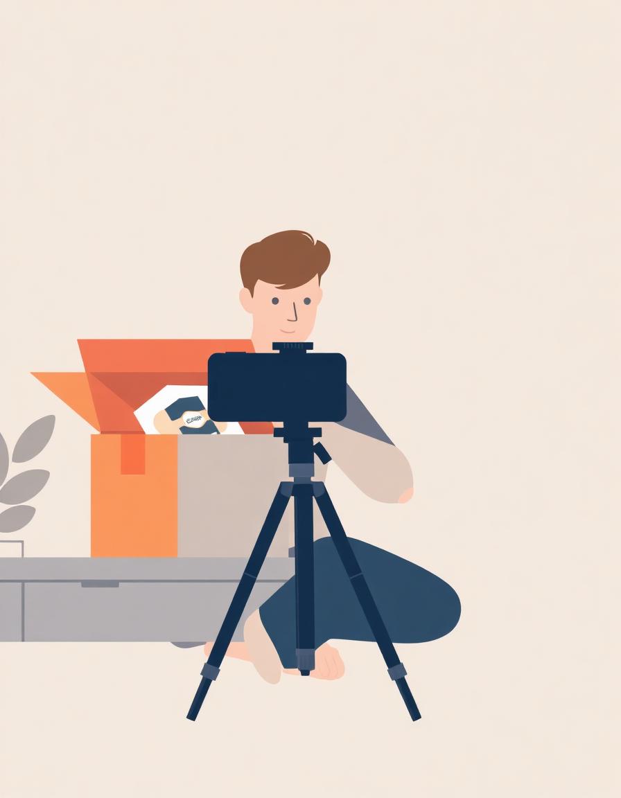 Reviewer unboxing a product and recording a video review
